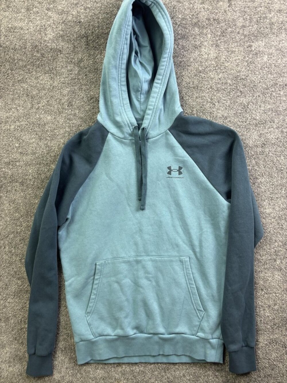 Under Armour Hoodie Mens Small Blue Pullover Fleece‎ Sweatshirt Logo Athletic
